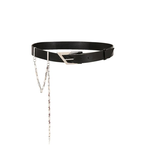 The Attico 'Chain' Black Leather Draped Chain Detail Belt Size L - Picture 1 of 5